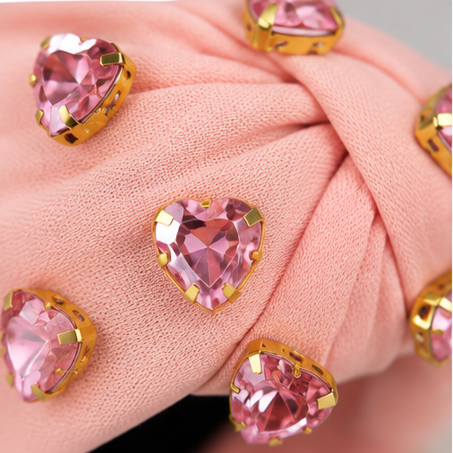 Giddy Up Glam Heart Crystal Top Knot Headband – Blush Pink & Hot Pink