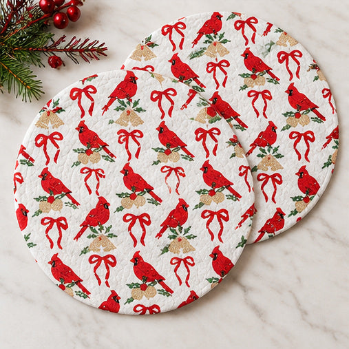 Vintage Christmas Quilted Mini Table Mats — Set of 2