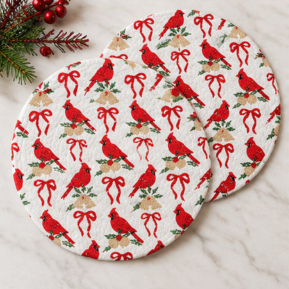 Vintage Christmas Quilted Mini Table Mats — Set of 2