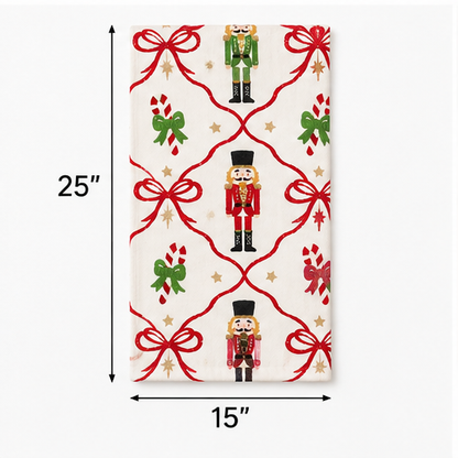Christmas Nutcracker & Ribbon Bow Kitchen Towel Set — 2 Pack