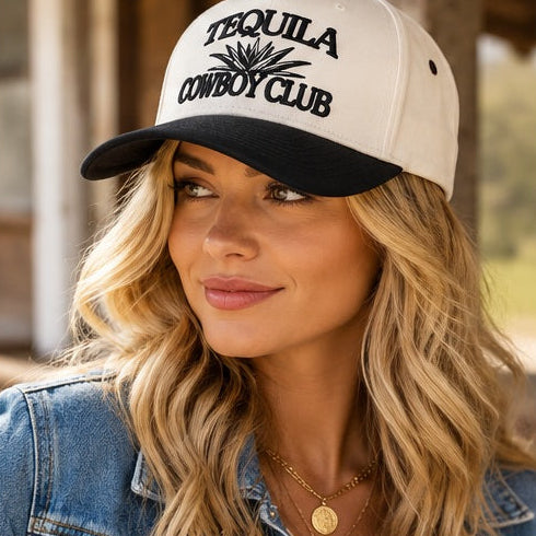 Tequila Cowboy Club Embroidered Snapback Hat – Western Five-Panel Cap