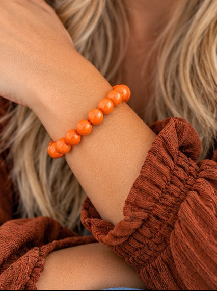 Orange Crush Beaded Stretch Bracelet | Choose Your Style