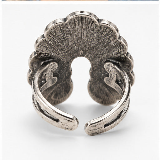 Western Squash Blossom Adjustable Ring | Faux Turquoise & Opal
