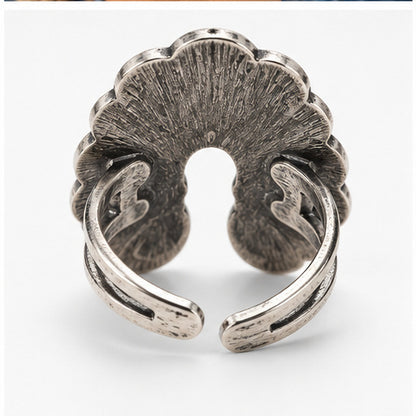 Western Squash Blossom Adjustable Ring | Faux Turquoise & Opal
