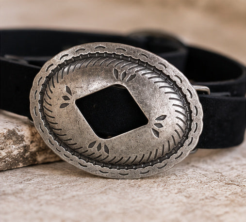 Vintage Western Oval Concho Belt | Antique Metal Cowboy Style