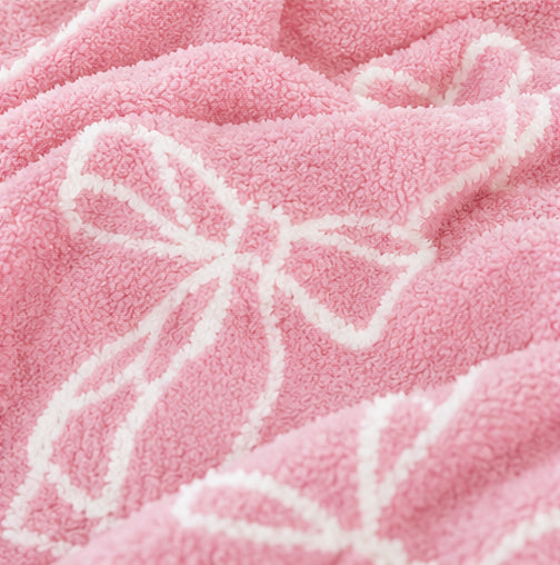 Pink Cowgirl Bow Cozy Throw Blanket