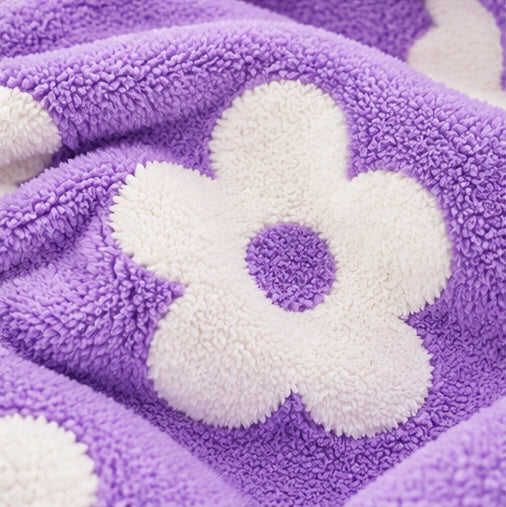 Lilac & Coconut Flower Plush Cozy Throw Blanket