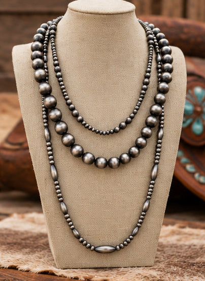 Western Faux Pearl 3-Piece Layered Necklace Set