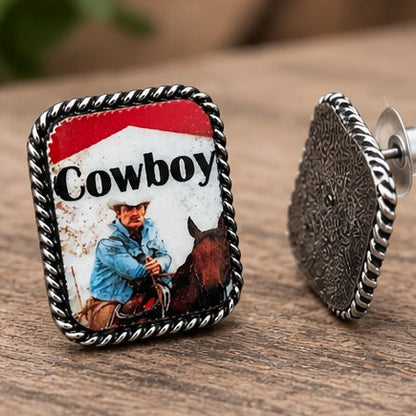 Vintage Cowboy Cigarette Stud Earrings | Western Statement