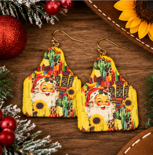 Santa's Wild West Christmas Earrings