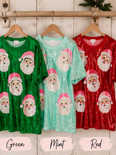 Santa Baby Sequin Christmas Party Shirt | Festive Oversized Sparkle