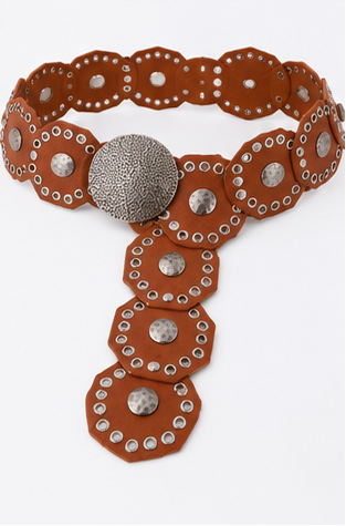 Western Heritage Statement Concho Belt – Black & Cognac