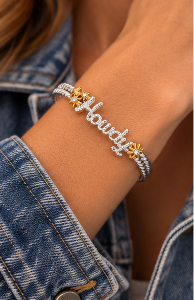 Howdy Western Two-Tone Cuff Bracelet