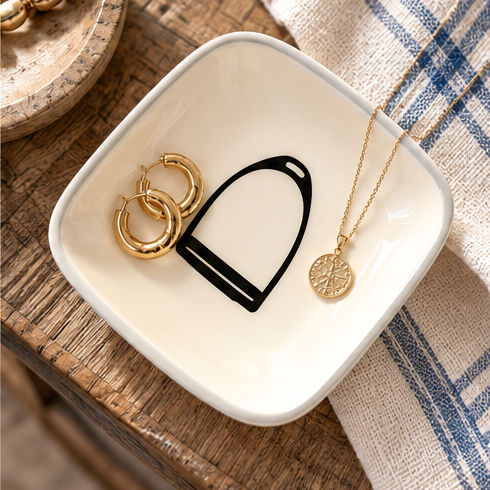 Equestrian Stirrup Ceramic Trinket Dish – Ivory White