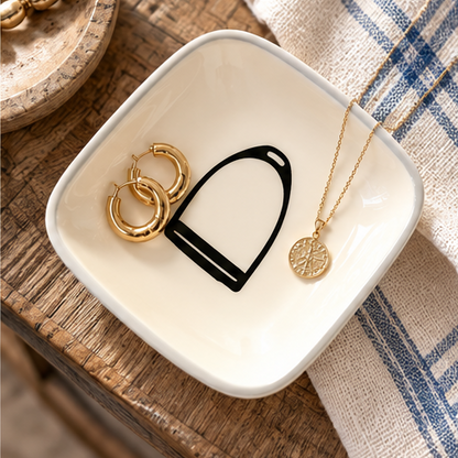 Equestrian Stirrup Ceramic Trinket Dish – Ivory White