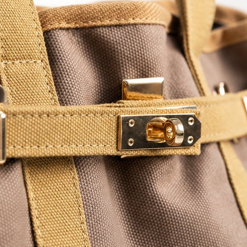 Huntley Equestrian Barnkin Two-Tone Canvas Tote Bag – Brown & Tan