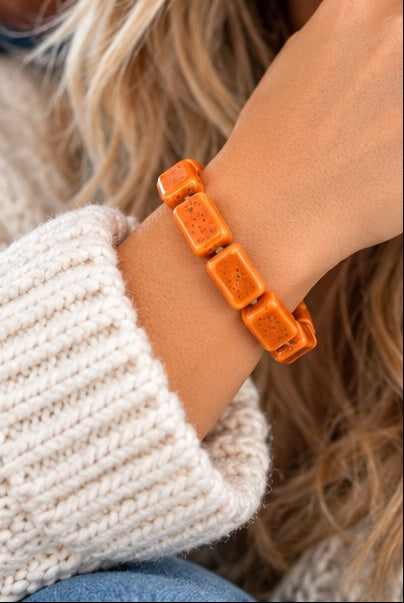 Orange Crush Beaded Stretch Bracelet | Choose Your Style
