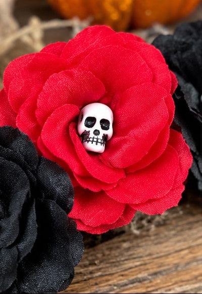 Spooky Blooms Skull & Rose Halloween Headband