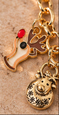 Christmas Charm Necklace and Snowflake Earrings Set | Gold or Silver