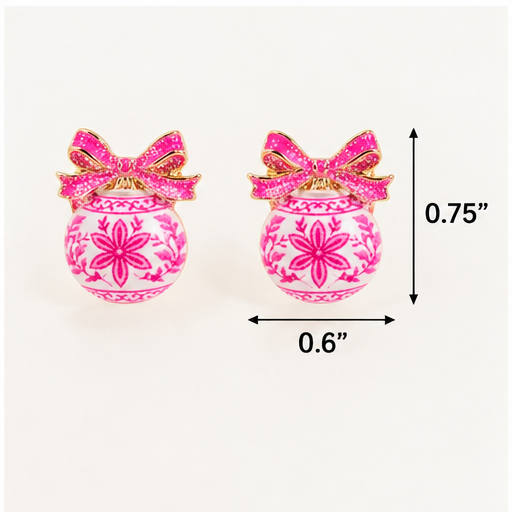 Pretty in Pink Christmas Ornament Stud Earrings