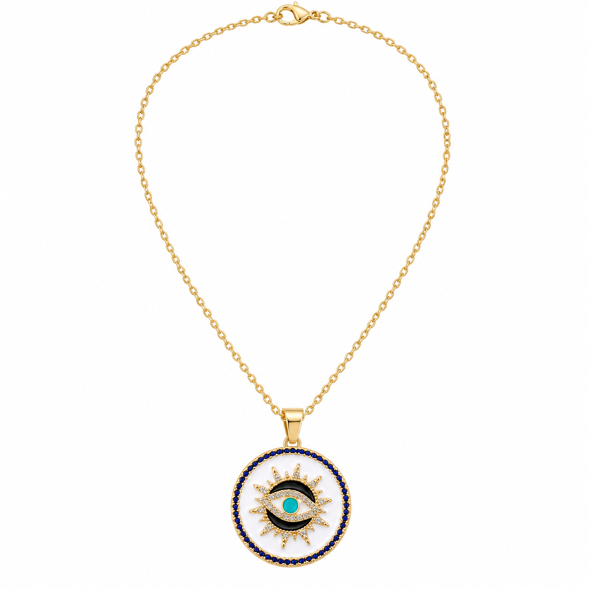 Glenn White Seeing Eye Pendant Necklace – Gold-Tone Evil Eye Jewelry