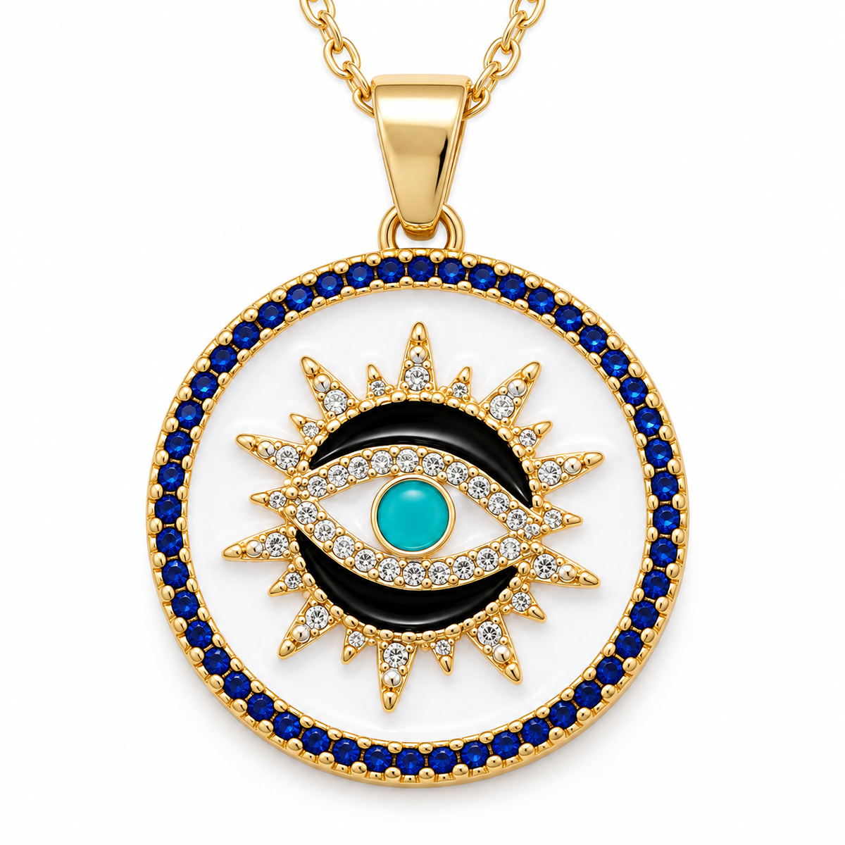 Glenn White Seeing Eye Pendant Necklace – Gold-Tone Evil Eye Jewelry