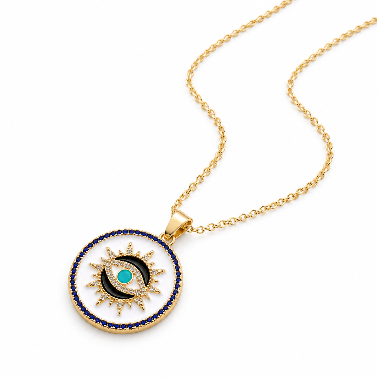 Glenn White Seeing Eye Pendant Necklace – Gold-Tone Evil Eye Jewelry