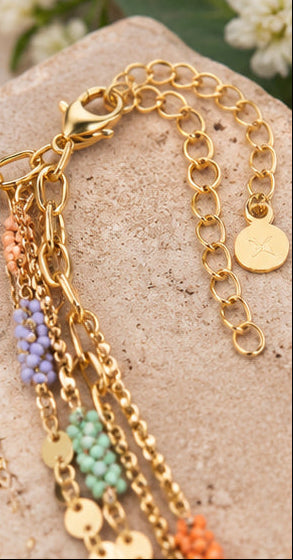 Celestial Charm Layered Necklace | Gold-Tone & Beaded