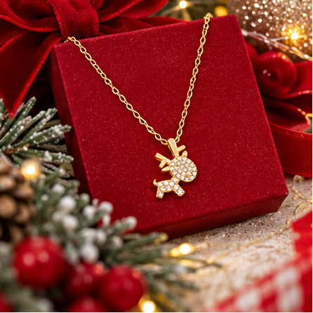 Sparkle All the Way Reindeer Necklace