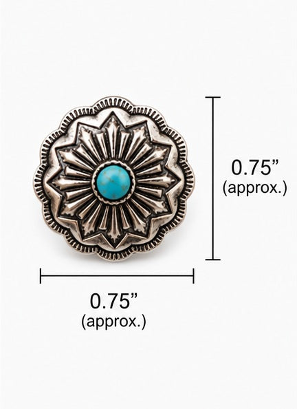 Western Faux Turquoise Concho Stud Earrings