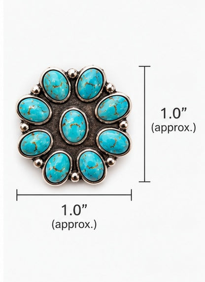 Western Faux Turquoise Cluster Statement Earrings
