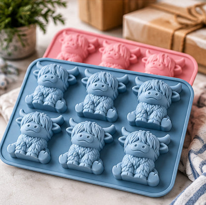 Highland Cow Silicone Ice Cube Mold — 6-Cavity Novelty Tray