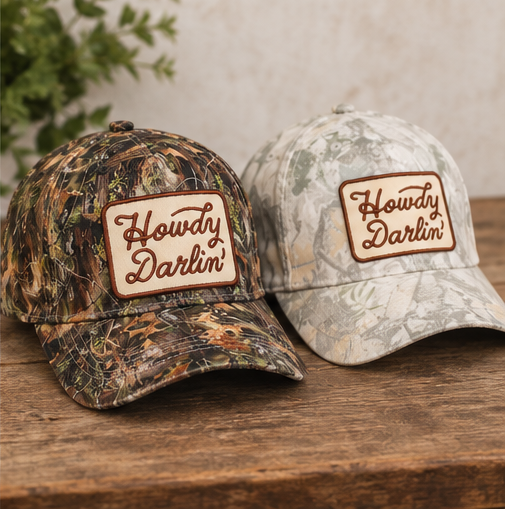 Howdy Darlin' Camo Embroidered Patch Trucker Hat