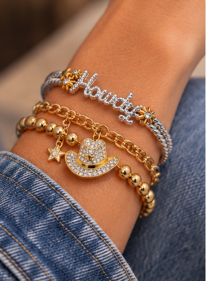 Howdy Western Two-Tone Cuff Bracelet