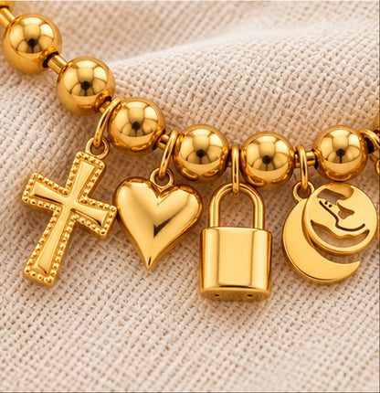 Golden Hour Crystal & Charm Bracelet Stack | 2-Piece Set