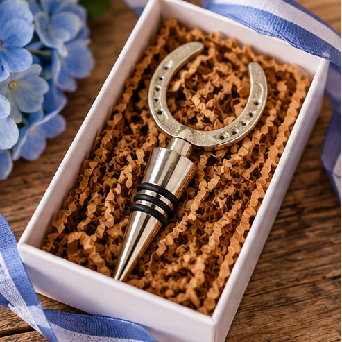 Huntley Equestrian Silver Horseshoe Wine Bottle Stopper