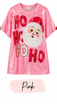 Ho Ho Ho Santa Sequin Christmas Party Shirt | Holiday Sparkle