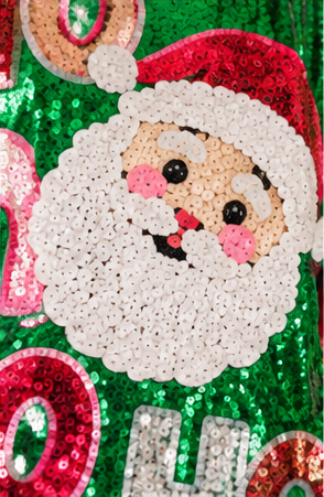 Ho Ho Ho Santa Sequin Christmas Party Shirt | Holiday Sparkle