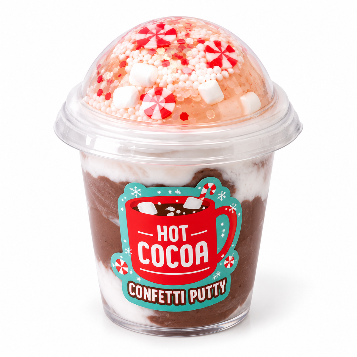 Hot Cocoa Confetti Putty Cup — Christmas Slime Stocking Stuffer