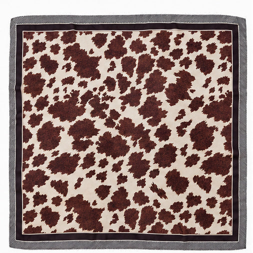 Western Cow Print Square Scarf – Chocolate and Ivory