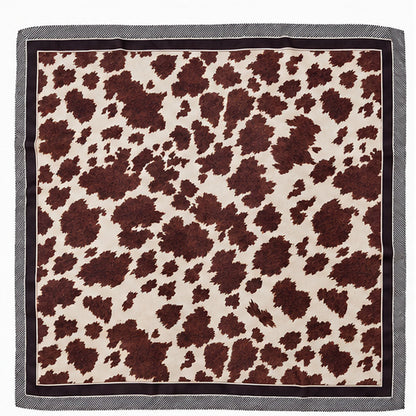 Western Cow Print Square Scarf – Chocolate and Ivory