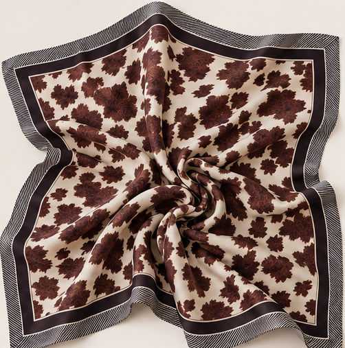 Western Cow Print Square Scarf – Chocolate and Ivory