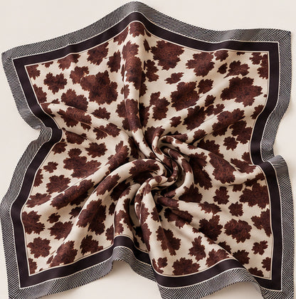 Western Cow Print Square Scarf – Chocolate and Ivory