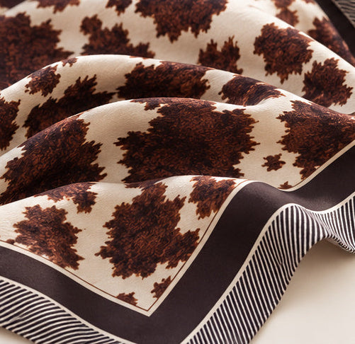 Western Cow Print Square Scarf – Chocolate and Ivory