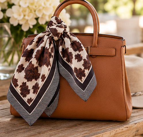 Western Cow Print Square Scarf – Chocolate and Ivory