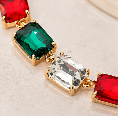 Holiday Jewel-Tone Crystal Statement Necklace | Gold-Tone