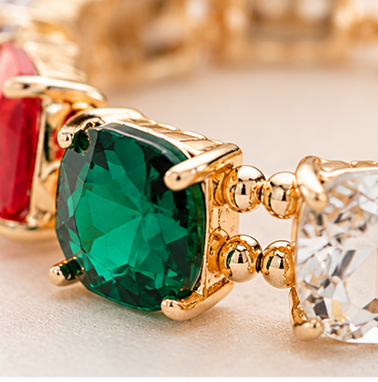 Holiday Jewel-Tone Crystal Stretch Statement Bracelet