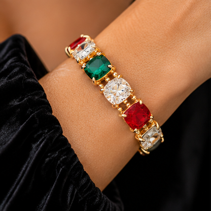 Holiday Jewel-Tone Crystal Stretch Statement Bracelet