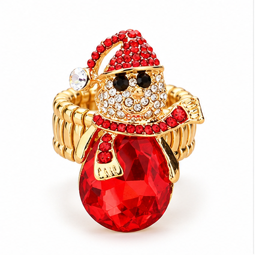 Snowman Sparkle Teardrop Stretch Ring