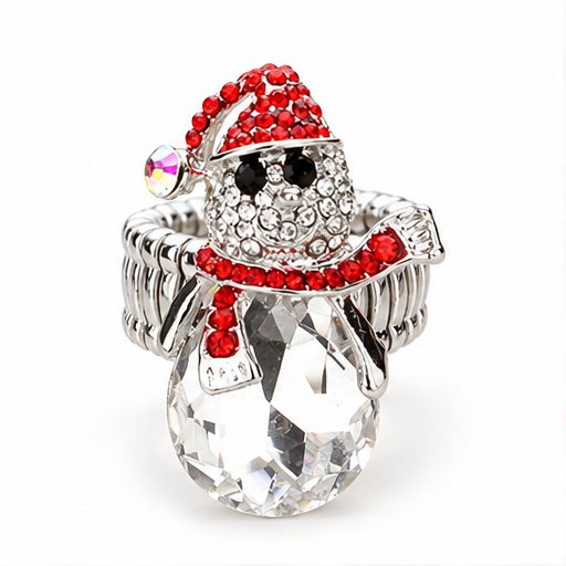 Snowman Sparkle Teardrop Stretch Ring